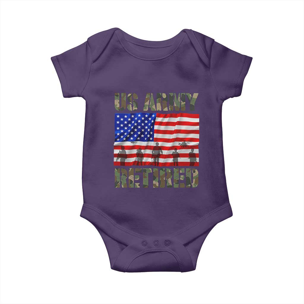 Retired Veteran Baby Onesie American Flag US Army Patriotic USA Pride - Wonder Print Shop