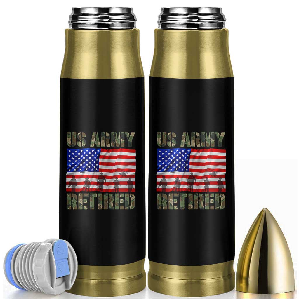 Retired Veteran Bullet Tumbler American Flag US Army Patriotic USA Pride