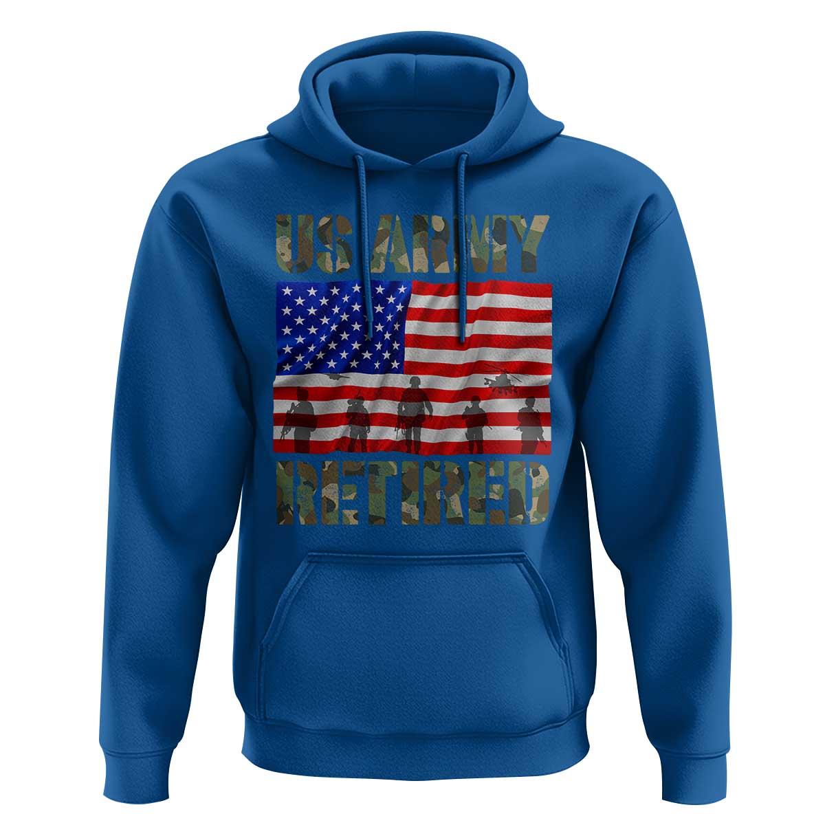 Retired Veteran Hoodie American Flag US Army Patriotic USA Pride - Wonder Print Shop