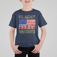 Retired Veteran T Shirt For Kid American Flag US Army Patriotic USA Pride - Wonder Print Shop