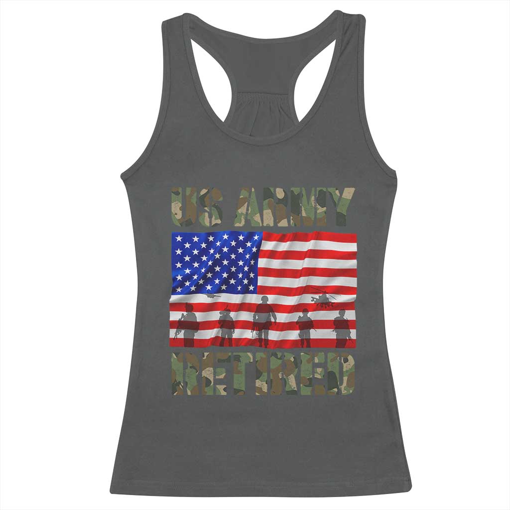Retired Veteran Racerback Tank Top American Flag US Army Patriotic USA Pride - Wonder Print Shop