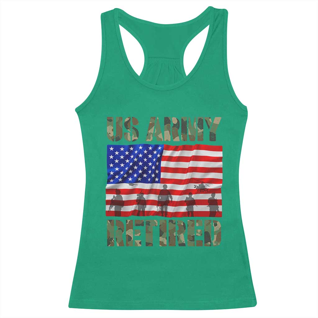 Retired Veteran Racerback Tank Top American Flag US Army Patriotic USA Pride - Wonder Print Shop