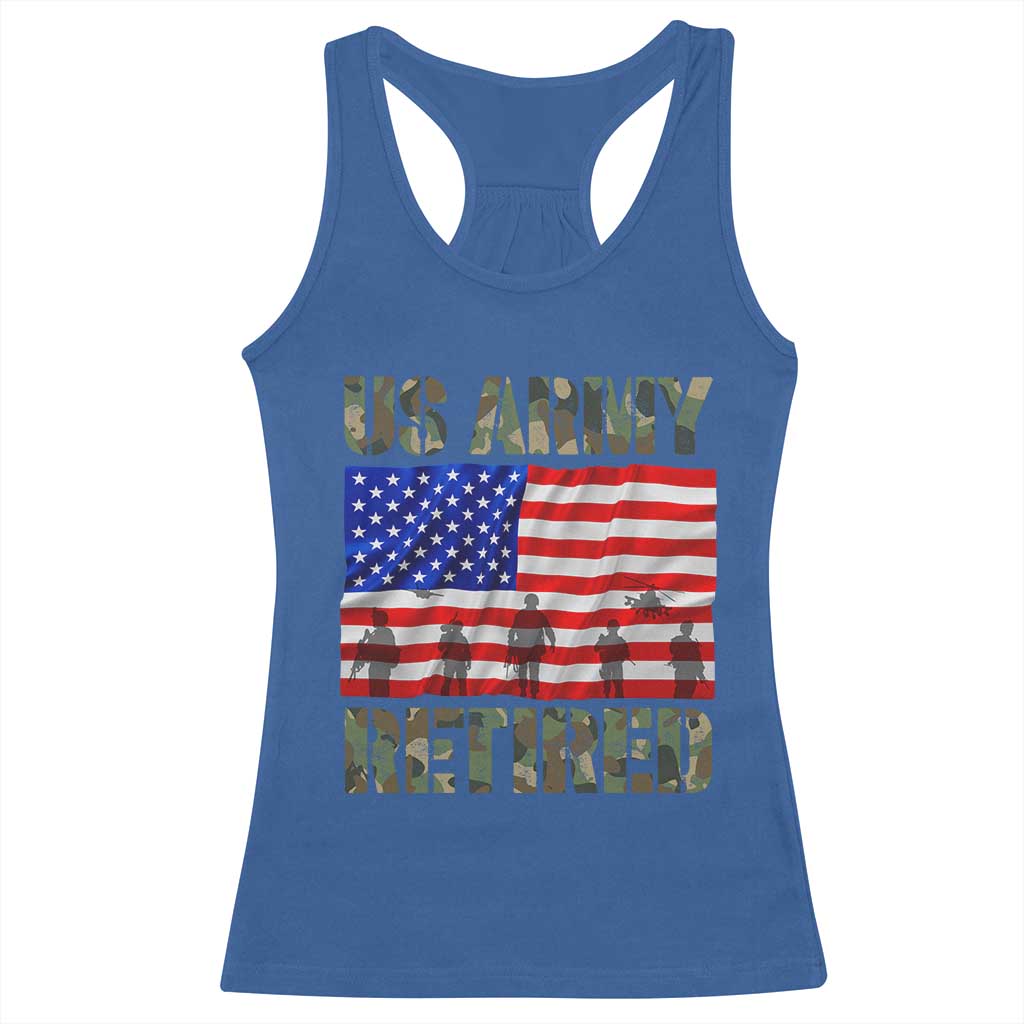 Retired Veteran Racerback Tank Top American Flag US Army Patriotic USA Pride - Wonder Print Shop