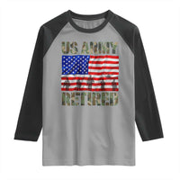 Retired Veteran Raglan Shirt American Flag US Army Patriotic USA Pride - Wonder Print Shop