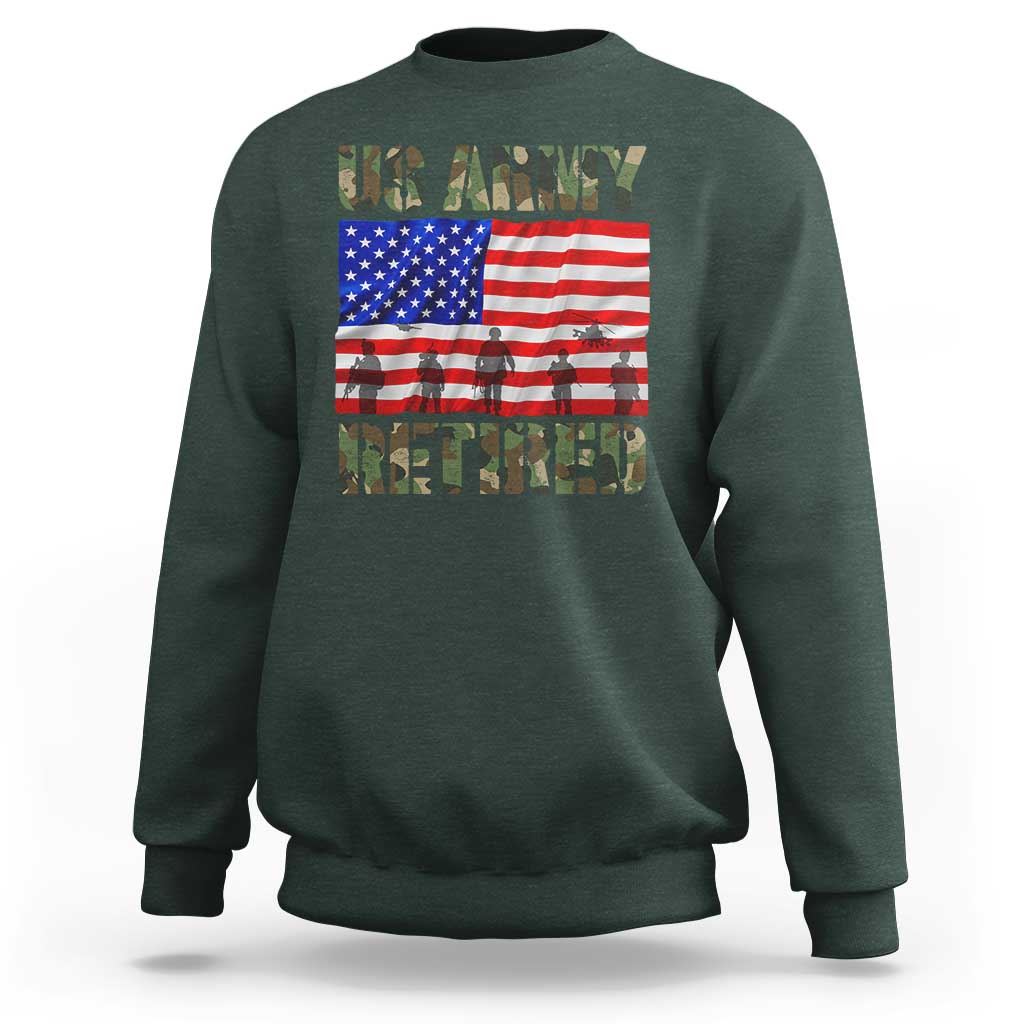 Retired Veteran Sweatshirt American Flag US Army Patriotic USA Pride - Wonder Print Shop