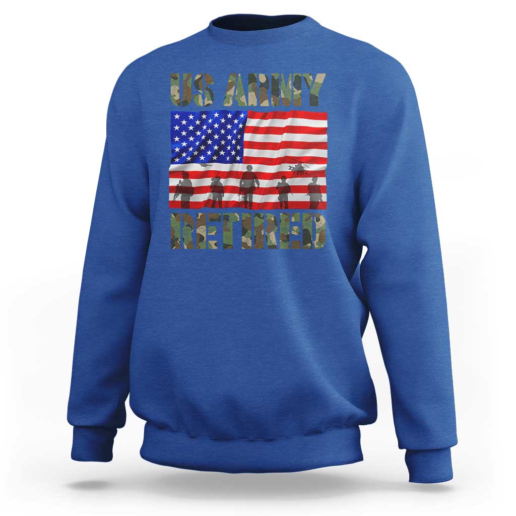 Retired Veteran Sweatshirt American Flag US Army Patriotic USA Pride - Wonder Print Shop