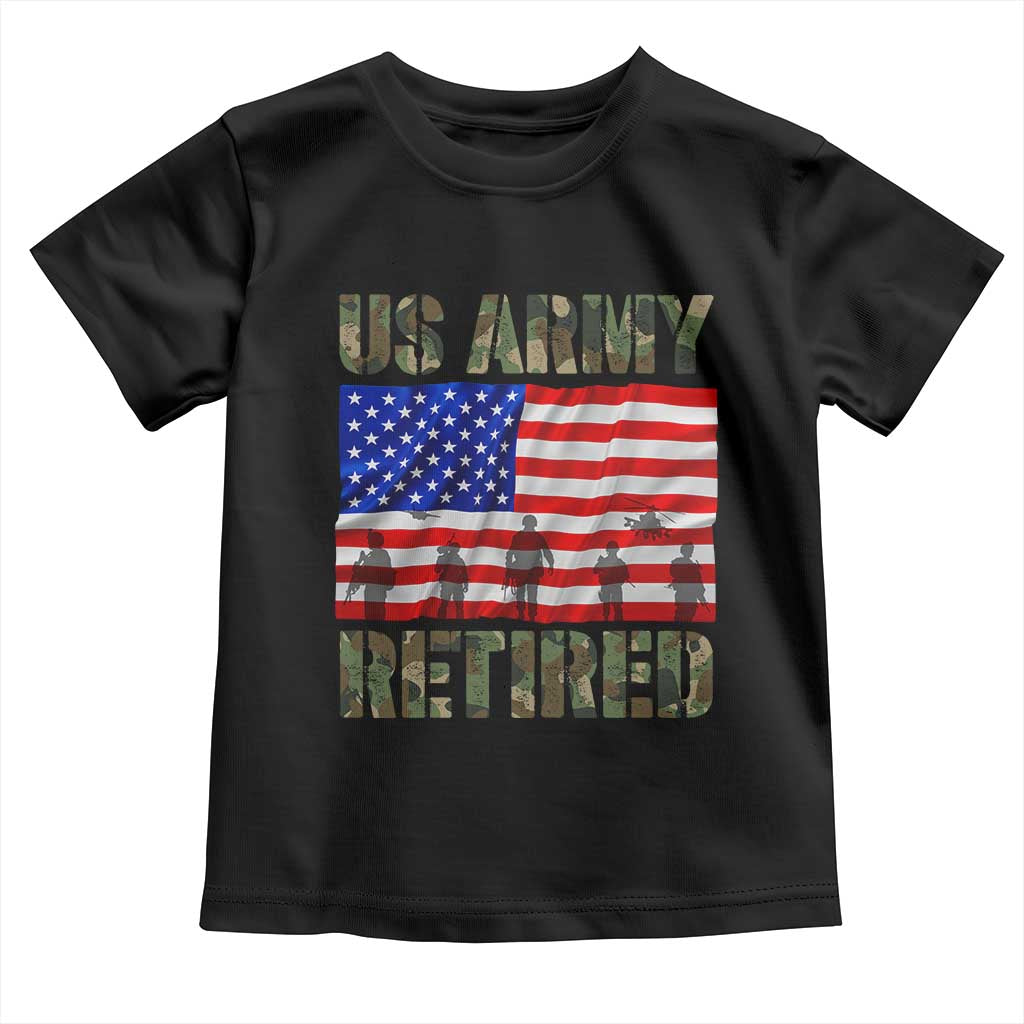 Retired Veteran Toddler T Shirt American Flag US Army Patriotic USA Pride - Wonder Print Shop
