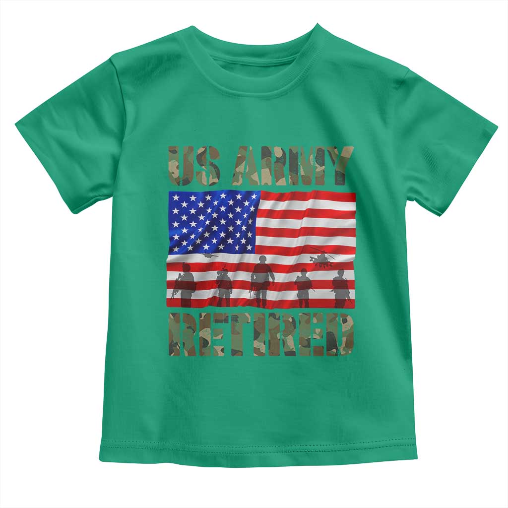 Retired Veteran Toddler T Shirt American Flag US Army Patriotic USA Pride - Wonder Print Shop