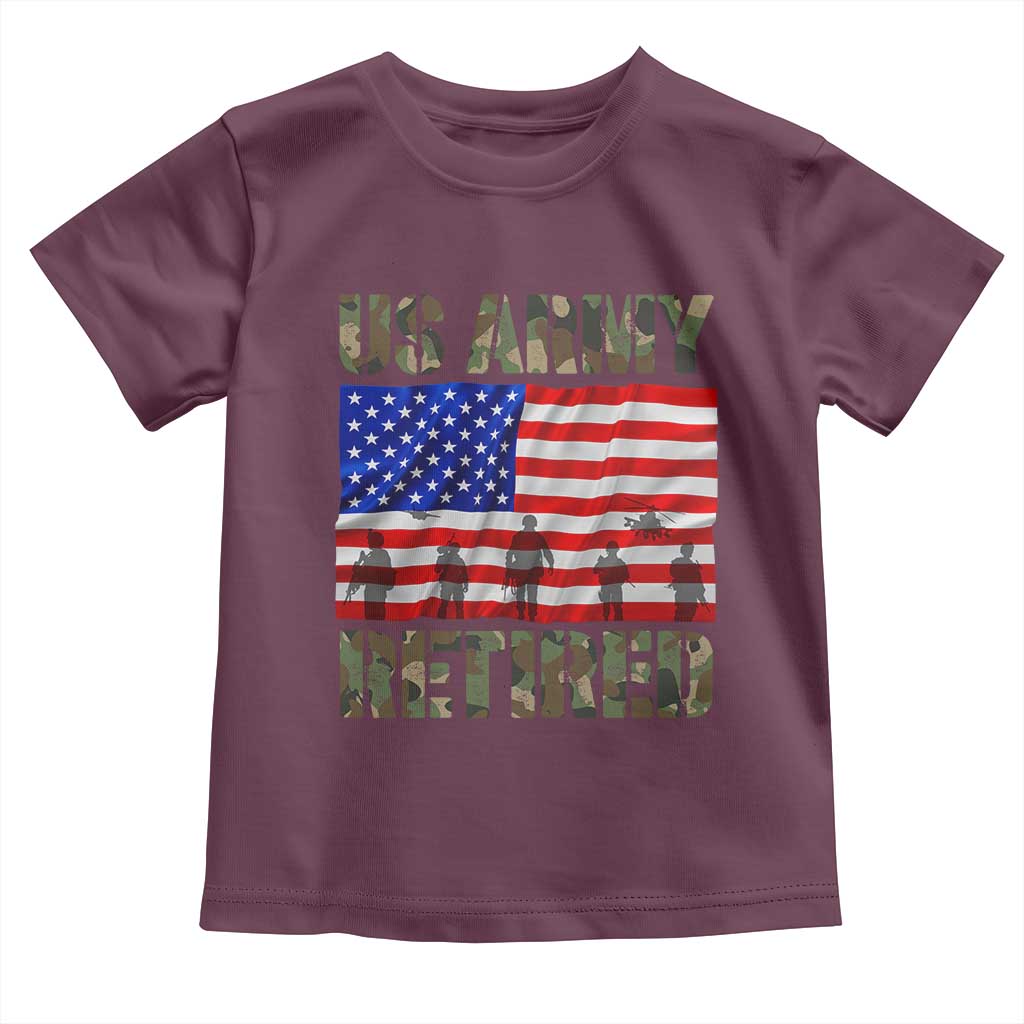 Retired Veteran Toddler T Shirt American Flag US Army Patriotic USA Pride - Wonder Print Shop