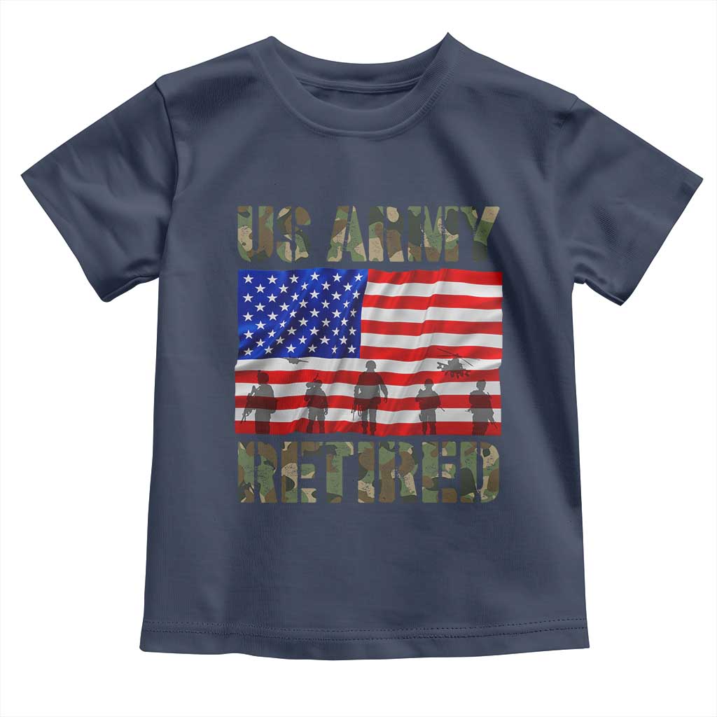 Retired Veteran Toddler T Shirt American Flag US Army Patriotic USA Pride - Wonder Print Shop