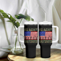 Retired Veteran Tumbler With Handle American Flag US Army Patriotic USA Pride