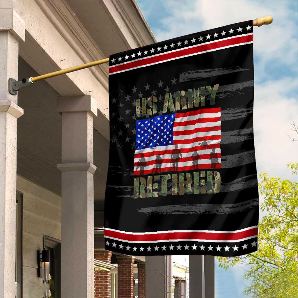 Retired Veteran Garden Flag American Flag US Army Patriotic USA Pride