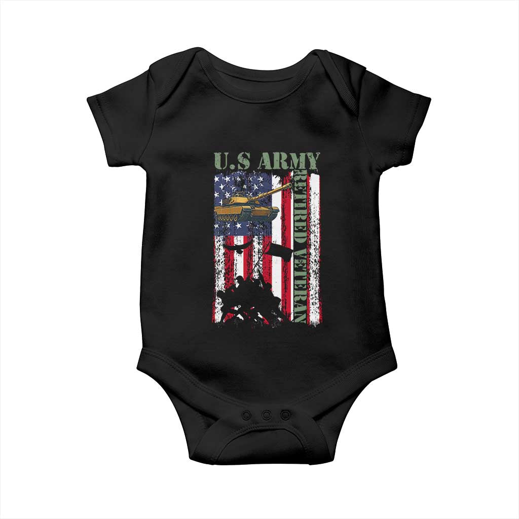 Retired Army Baby Onesie American Flag US Patriotic USA Pride - Wonder Print Shop