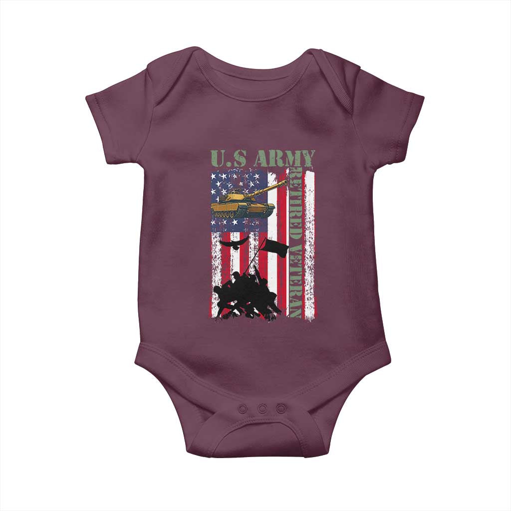 Retired Army Baby Onesie American Flag US Patriotic USA Pride - Wonder Print Shop