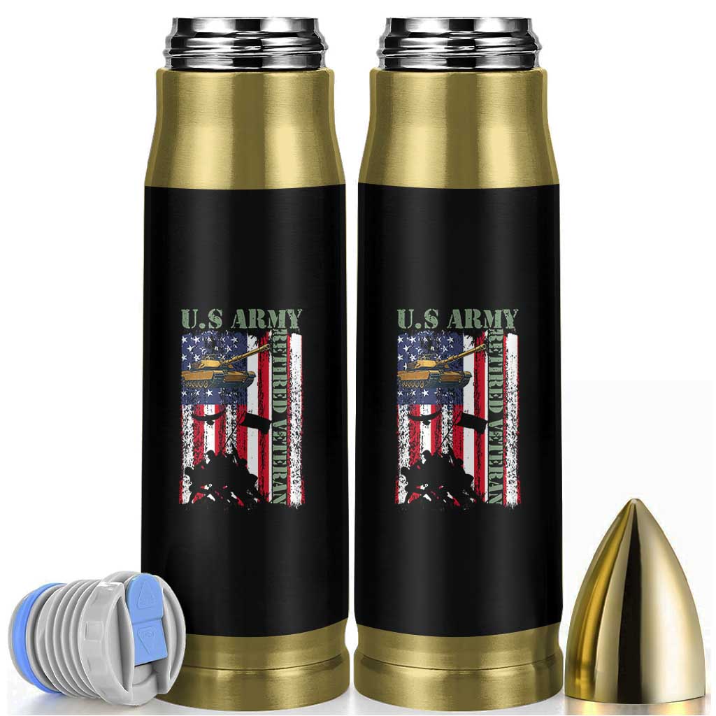 Retired Army Bullet Tumbler American Flag US Patriotic USA Pride