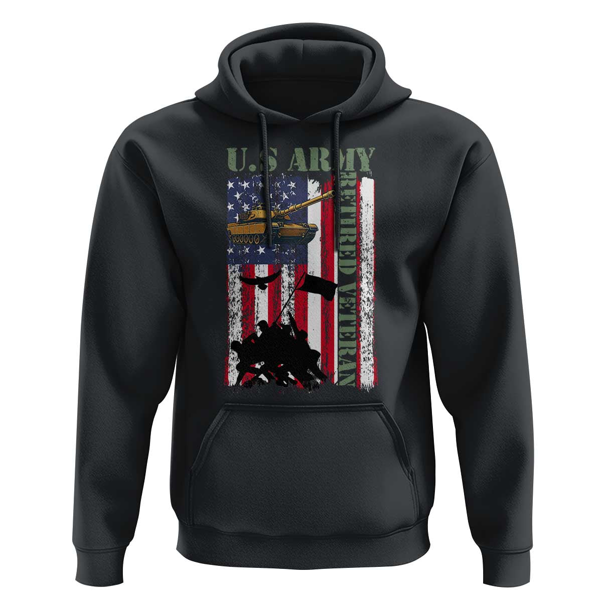 Retired Army Hoodie American Flag US Patriotic USA Pride - Wonder Print Shop