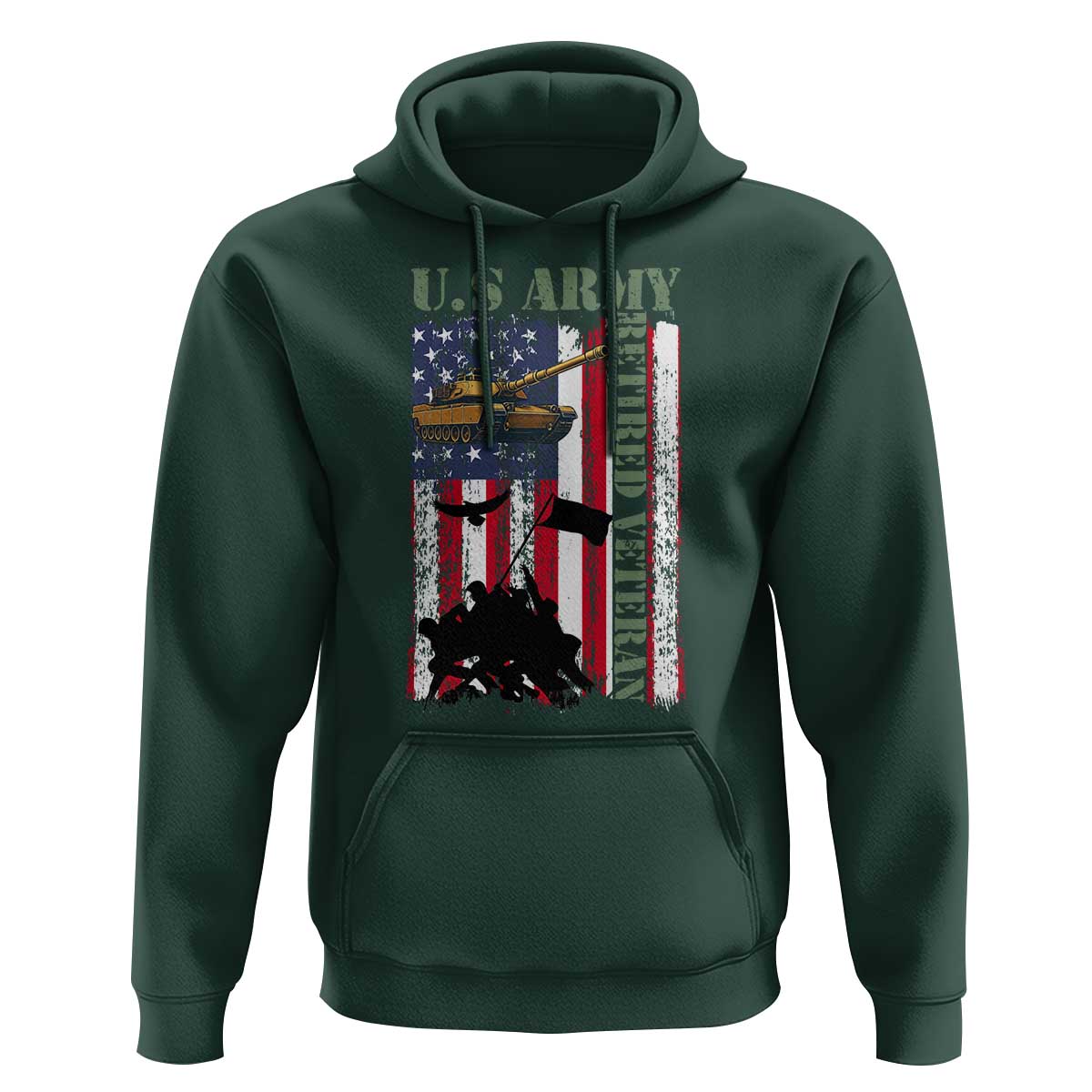 Retired Army Hoodie American Flag US Patriotic USA Pride - Wonder Print Shop