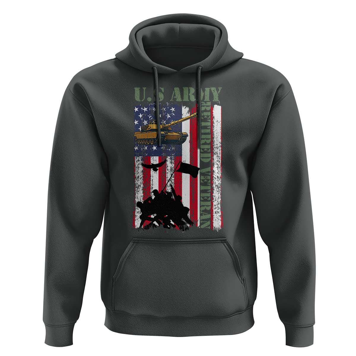 Retired Army Hoodie American Flag US Patriotic USA Pride - Wonder Print Shop