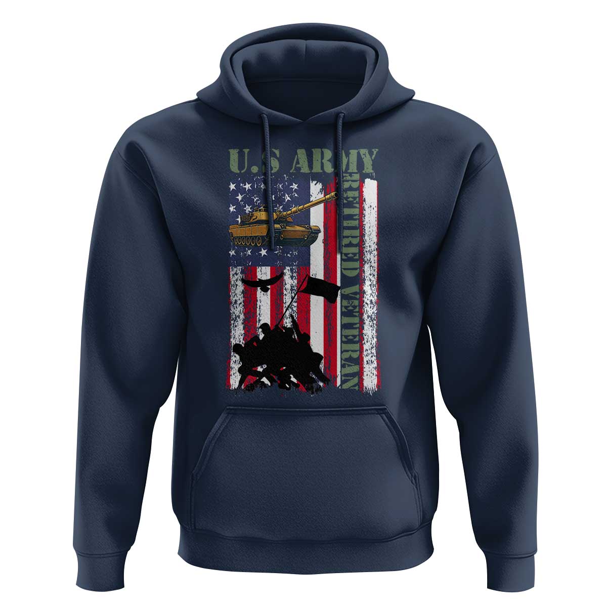 Retired Army Hoodie American Flag US Patriotic USA Pride - Wonder Print Shop