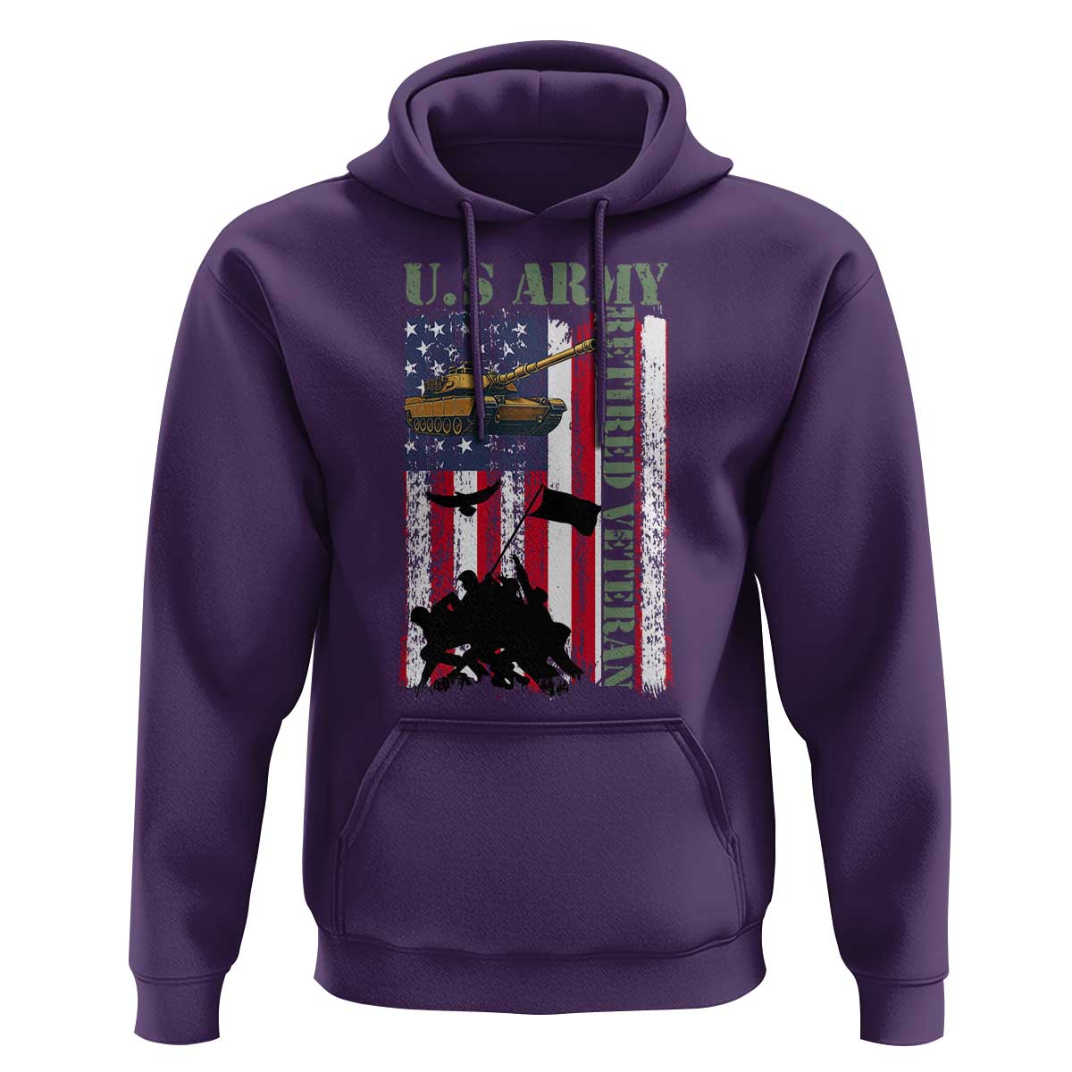 Retired Army Hoodie American Flag US Patriotic USA Pride - Wonder Print Shop