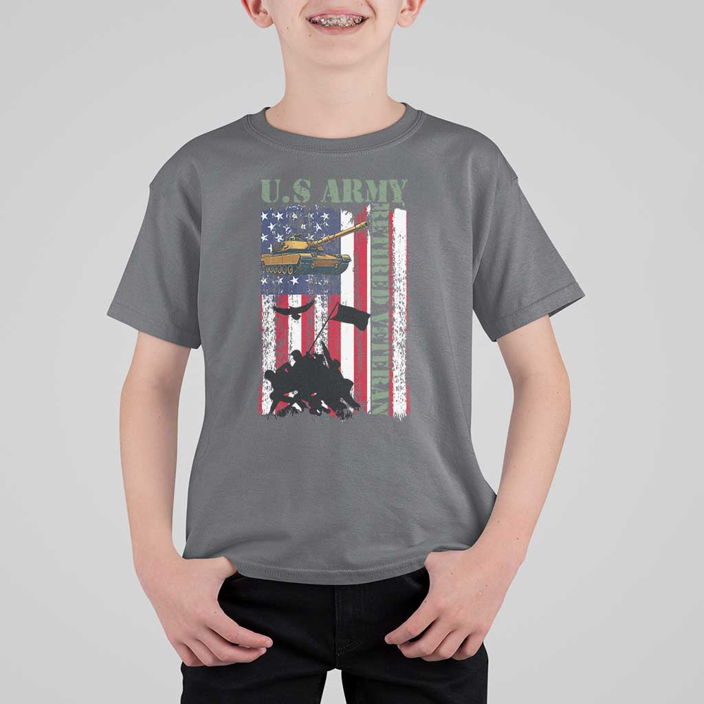 Retired Army T Shirt For Kid American Flag US Patriotic USA Pride - Wonder Print Shop