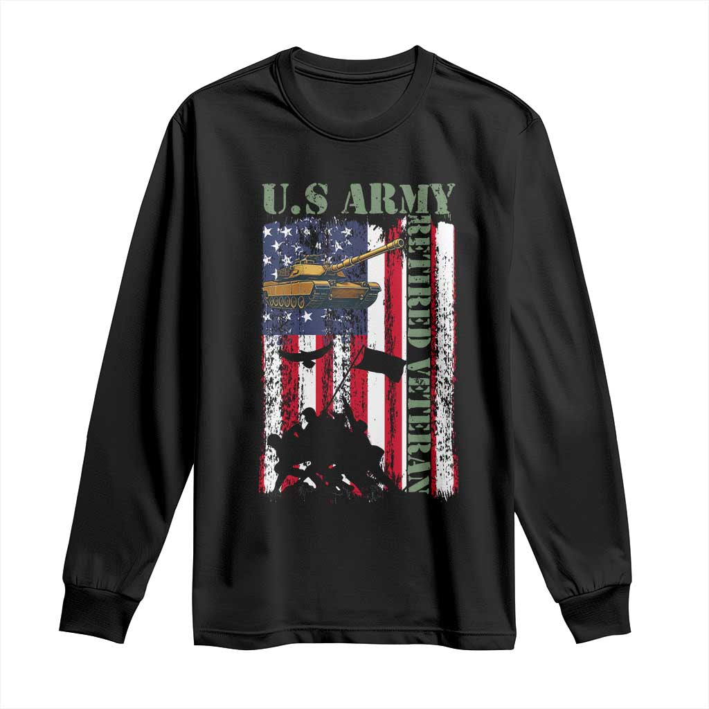 Retired Army Long Sleeve Shirt American Flag US Patriotic USA Pride - Wonder Print Shop