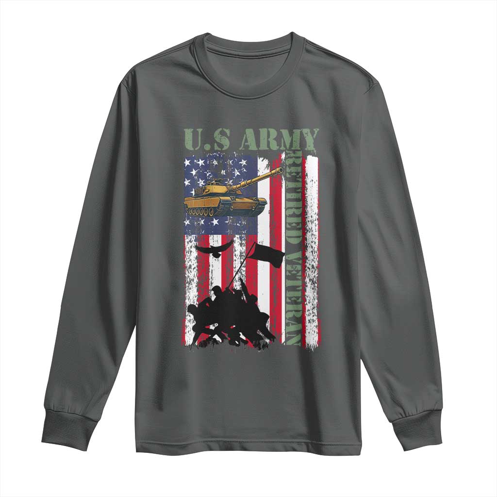 Retired Army Long Sleeve Shirt American Flag US Patriotic USA Pride - Wonder Print Shop