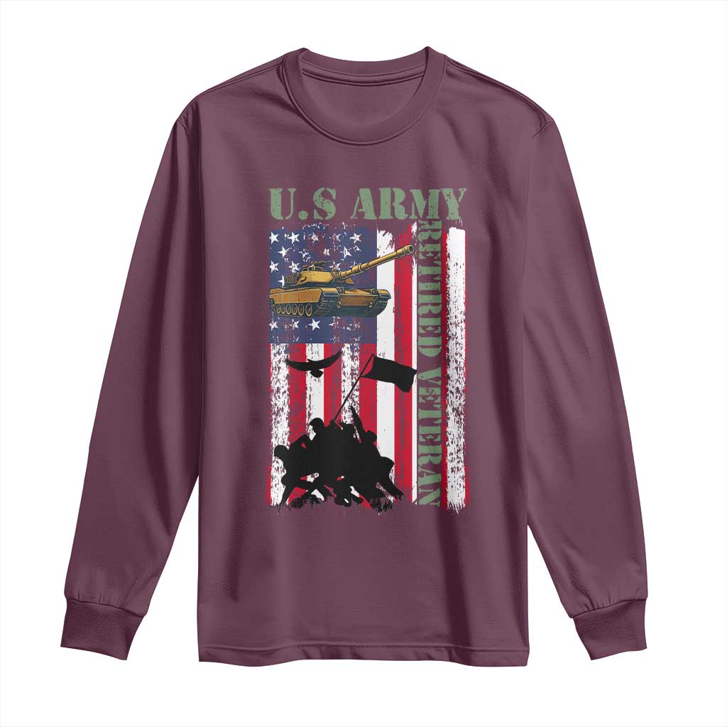 Retired Army Long Sleeve Shirt American Flag US Patriotic USA Pride - Wonder Print Shop