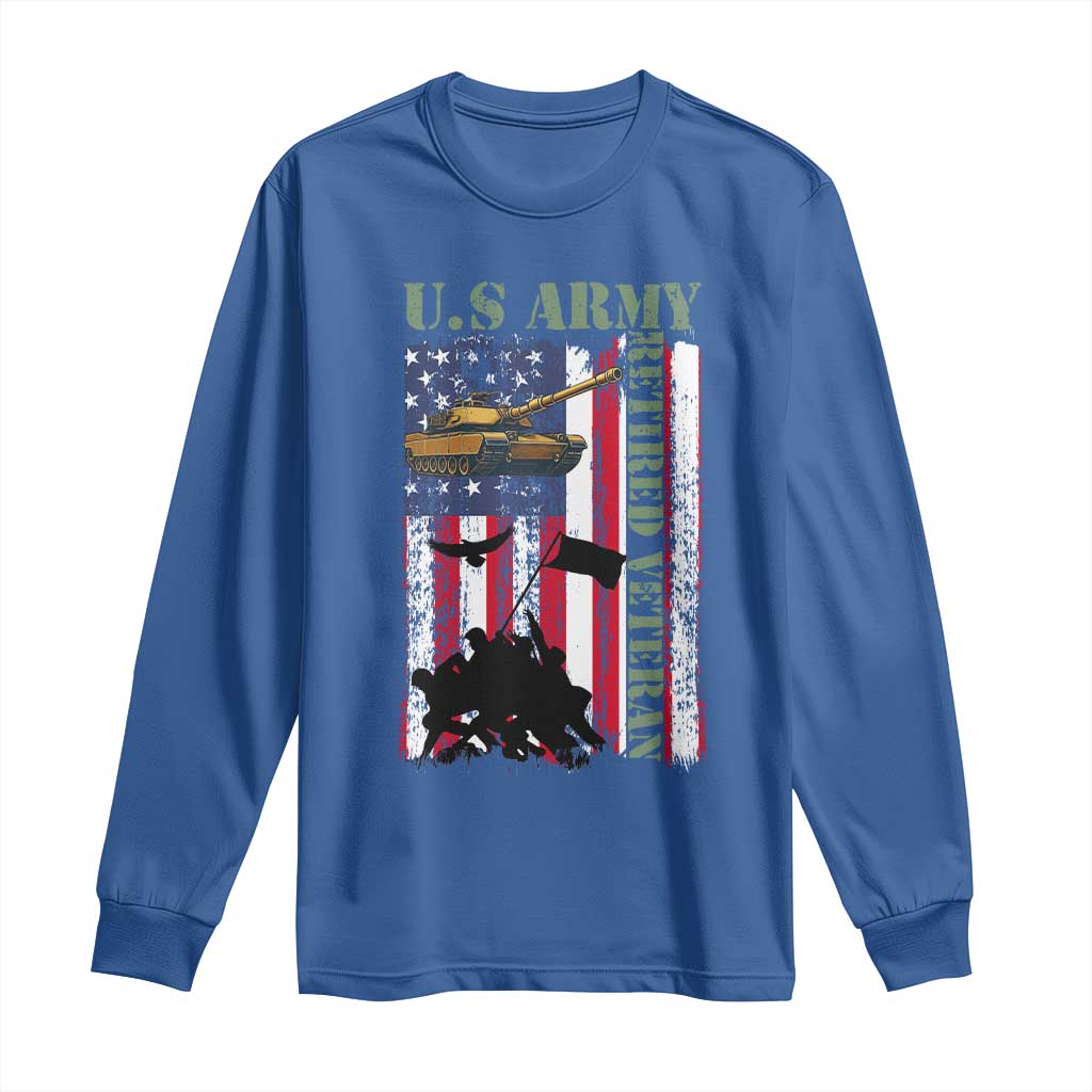 Retired Army Long Sleeve Shirt American Flag US Patriotic USA Pride - Wonder Print Shop