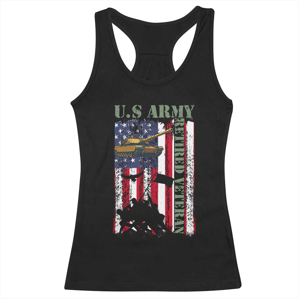 Retired Army Racerback Tank Top American Flag US Patriotic USA Pride - Wonder Print Shop