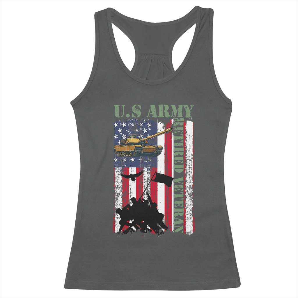 Retired Army Racerback Tank Top American Flag US Patriotic USA Pride - Wonder Print Shop