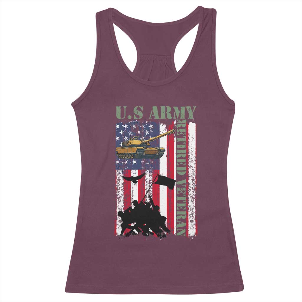Retired Army Racerback Tank Top American Flag US Patriotic USA Pride - Wonder Print Shop