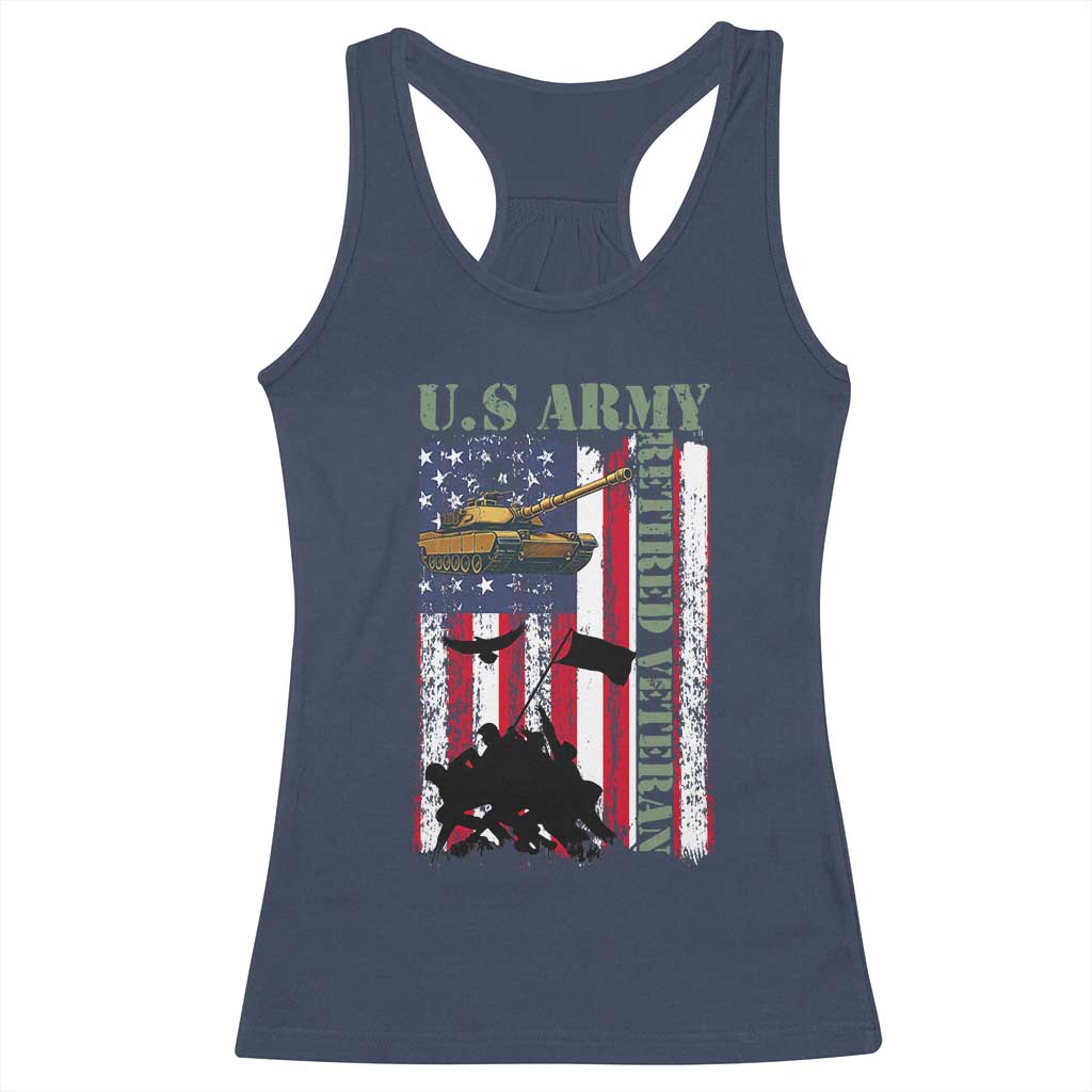 Retired Army Racerback Tank Top American Flag US Patriotic USA Pride - Wonder Print Shop