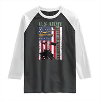 Retired Army Raglan Shirt American Flag US Patriotic USA Pride - Wonder Print Shop
