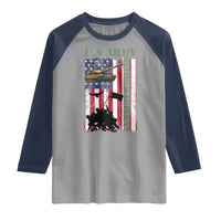 Retired Army Raglan Shirt American Flag US Patriotic USA Pride - Wonder Print Shop