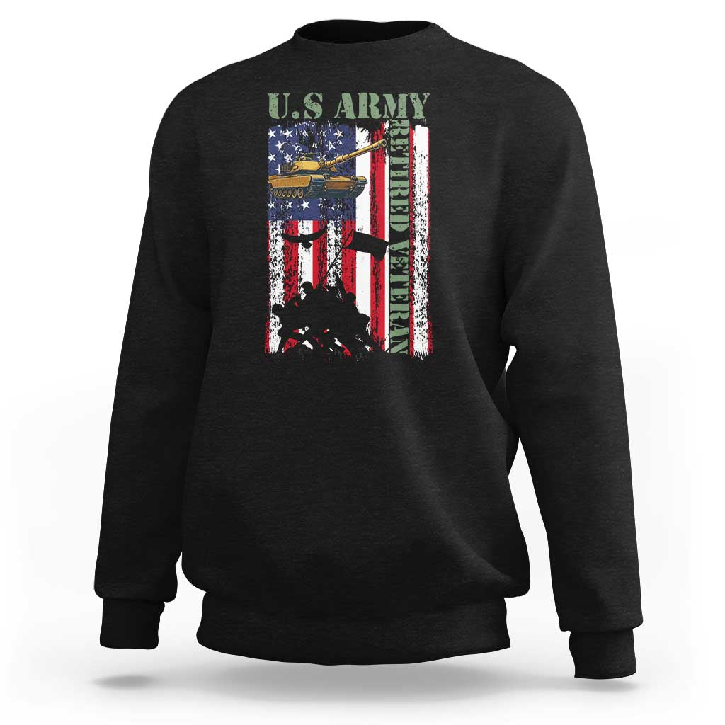 Retired Army Sweatshirt American Flag US Patriotic USA Pride - Wonder Print Shop