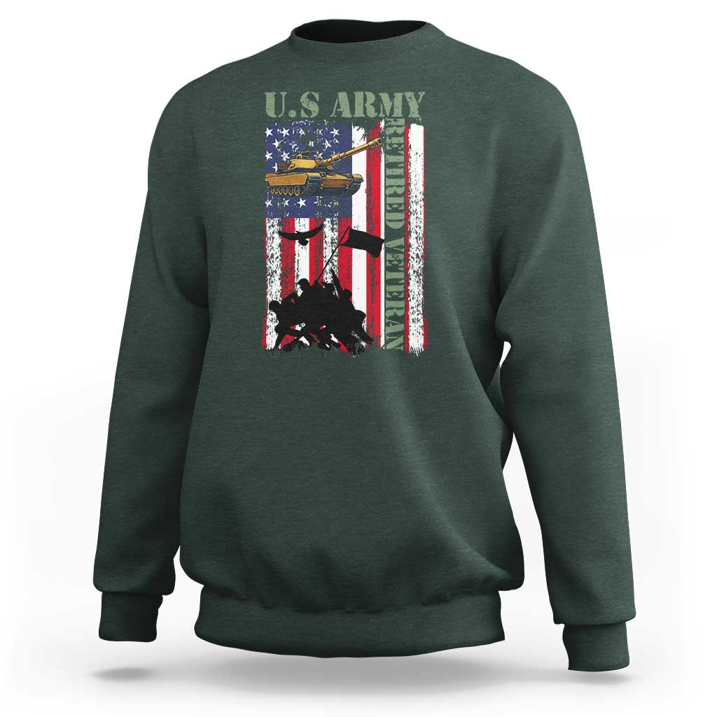 Retired Army Sweatshirt American Flag US Patriotic USA Pride - Wonder Print Shop
