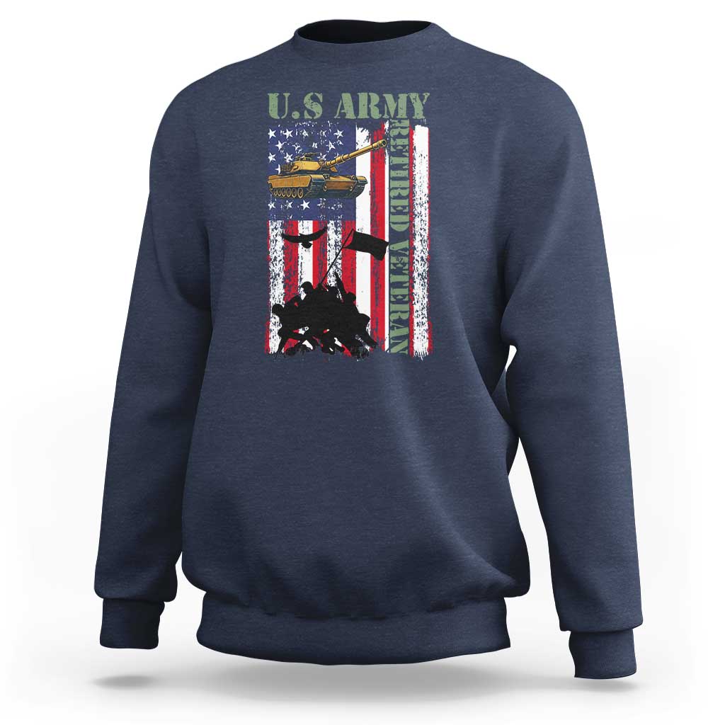 Retired Army Sweatshirt American Flag US Patriotic USA Pride - Wonder Print Shop