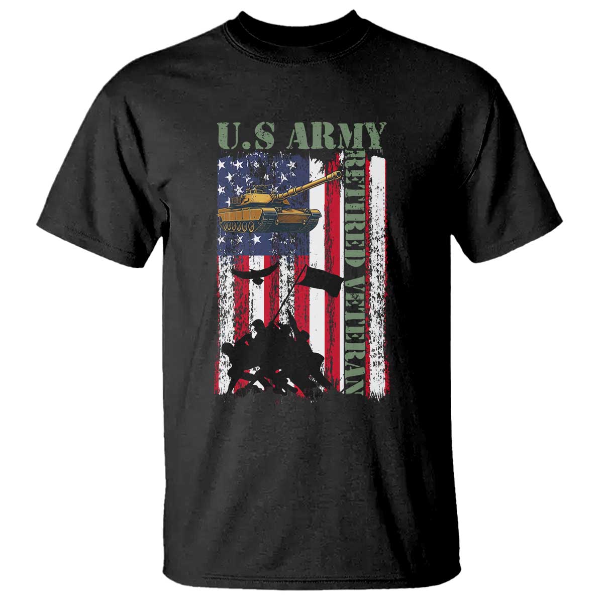 Retired Army T Shirt American Flag US Patriotic USA Pride - Wonder Print Shop