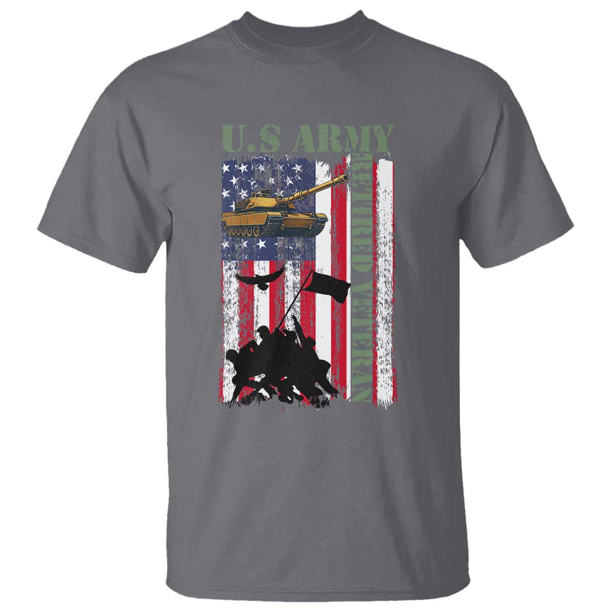 Retired Army T Shirt American Flag US Patriotic USA Pride - Wonder Print Shop