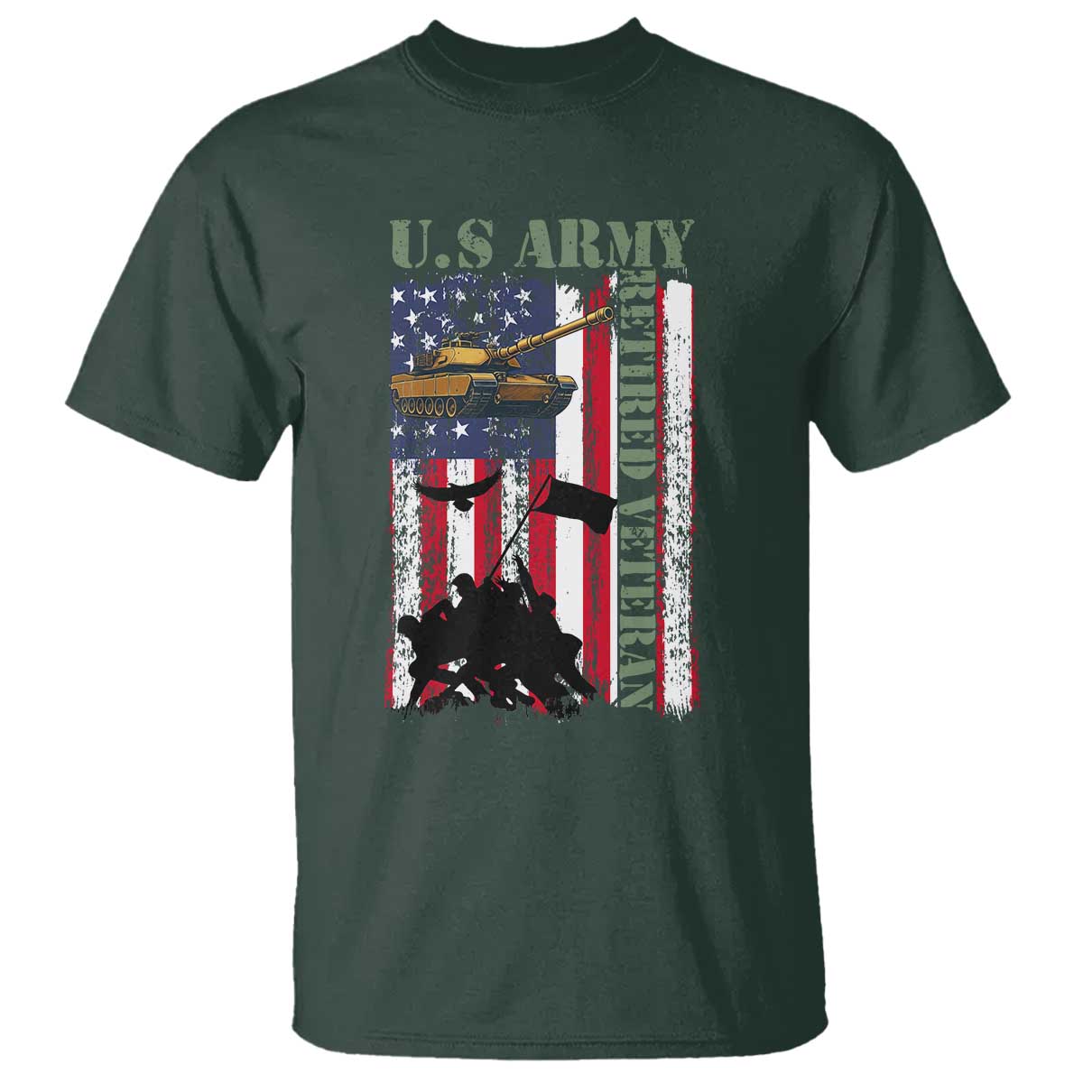Retired Army T Shirt American Flag US Patriotic USA Pride - Wonder Print Shop