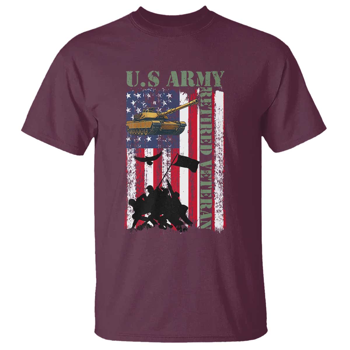 Retired Army T Shirt American Flag US Patriotic USA Pride - Wonder Print Shop