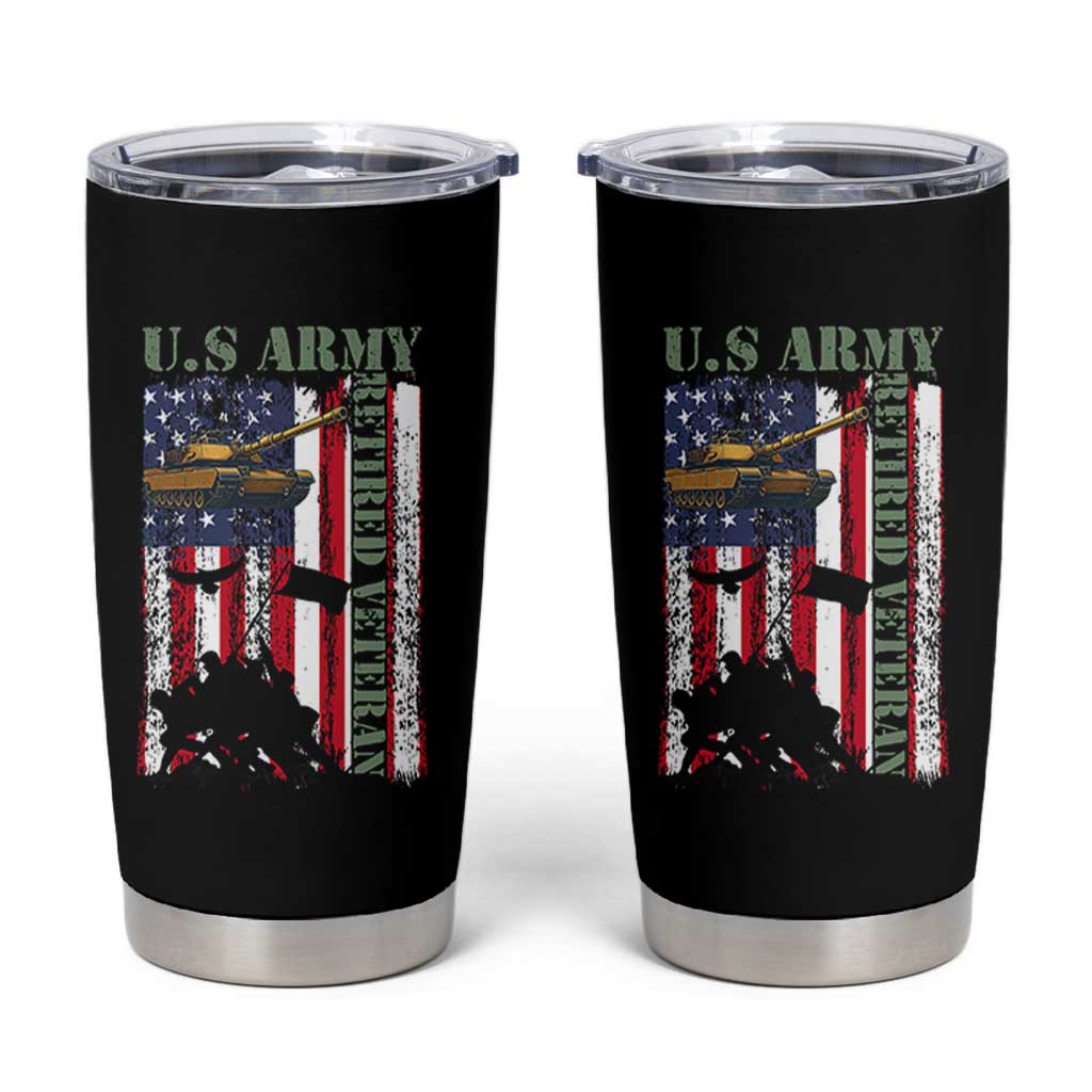 Retired Army Tumbler Cup American Flag US Patriotic USA Pride