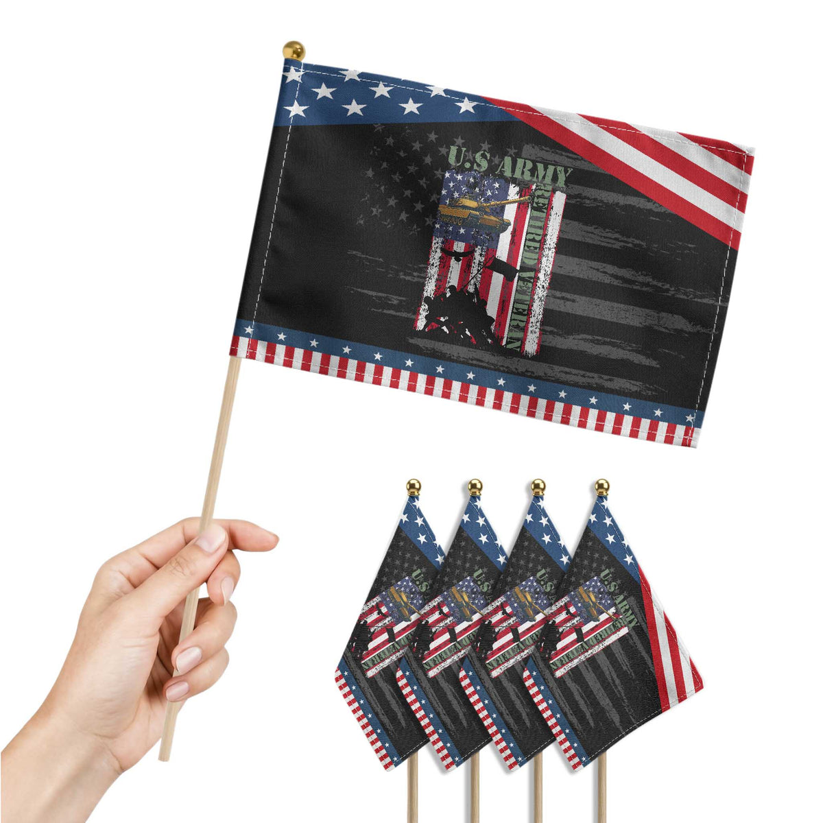 Retired Army Patriotic Handheld Flag American Flag US Patriotic USA Pride