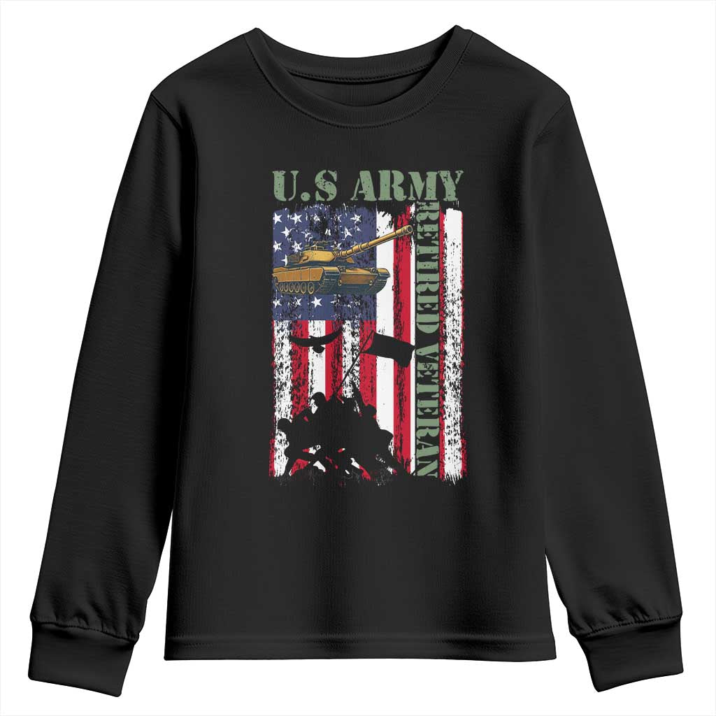 Retired Army Youth Sweatshirt American Flag US Patriotic USA Pride - Wonder Print Shop