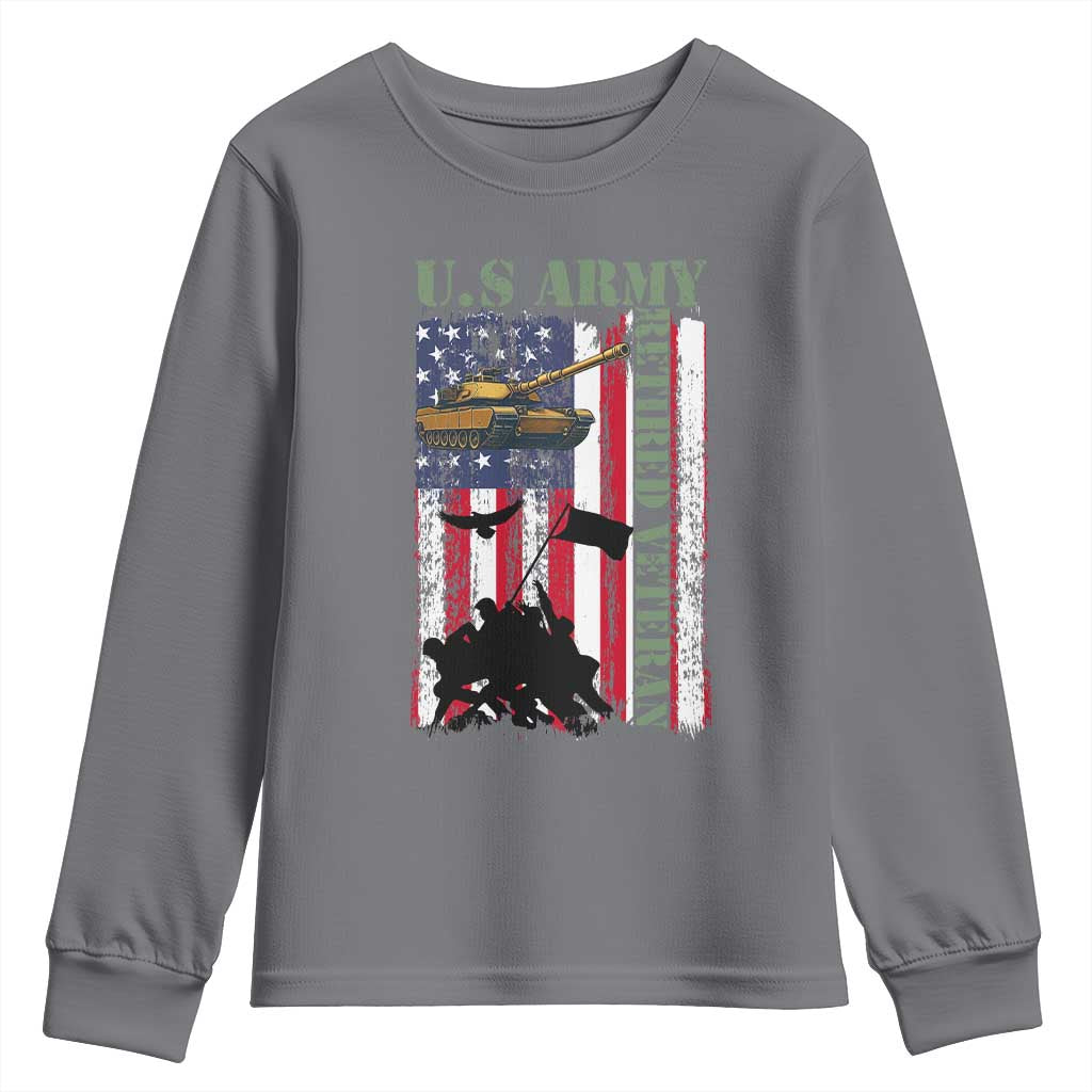 Retired Army Youth Sweatshirt American Flag US Patriotic USA Pride - Wonder Print Shop