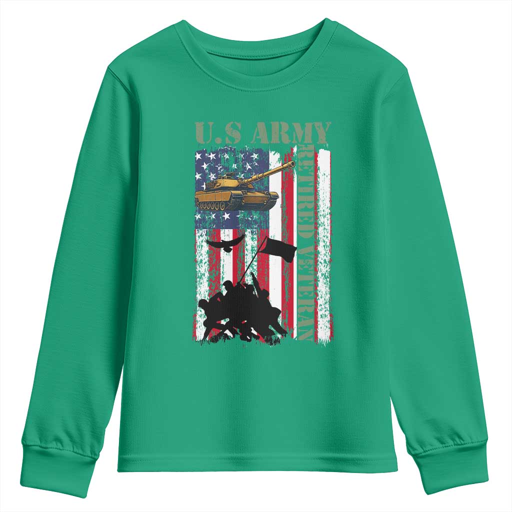 Retired Army Youth Sweatshirt American Flag US Patriotic USA Pride - Wonder Print Shop