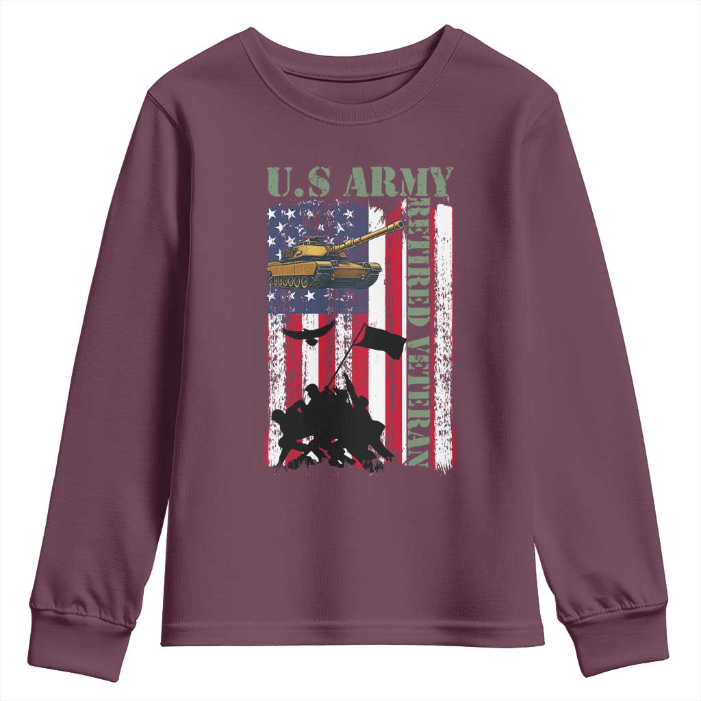Retired Army Youth Sweatshirt American Flag US Patriotic USA Pride - Wonder Print Shop