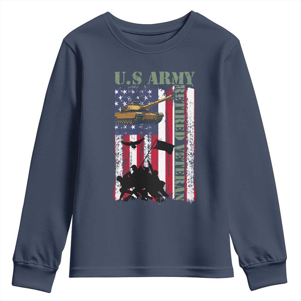 Retired Army Youth Sweatshirt American Flag US Patriotic USA Pride - Wonder Print Shop