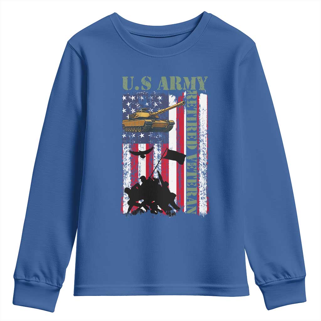 Retired Army Youth Sweatshirt American Flag US Patriotic USA Pride - Wonder Print Shop